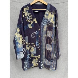 VTG V.C.Torias Shirt One Size Abstract Art To Wear 90s Jacket Pockets‎ Painted